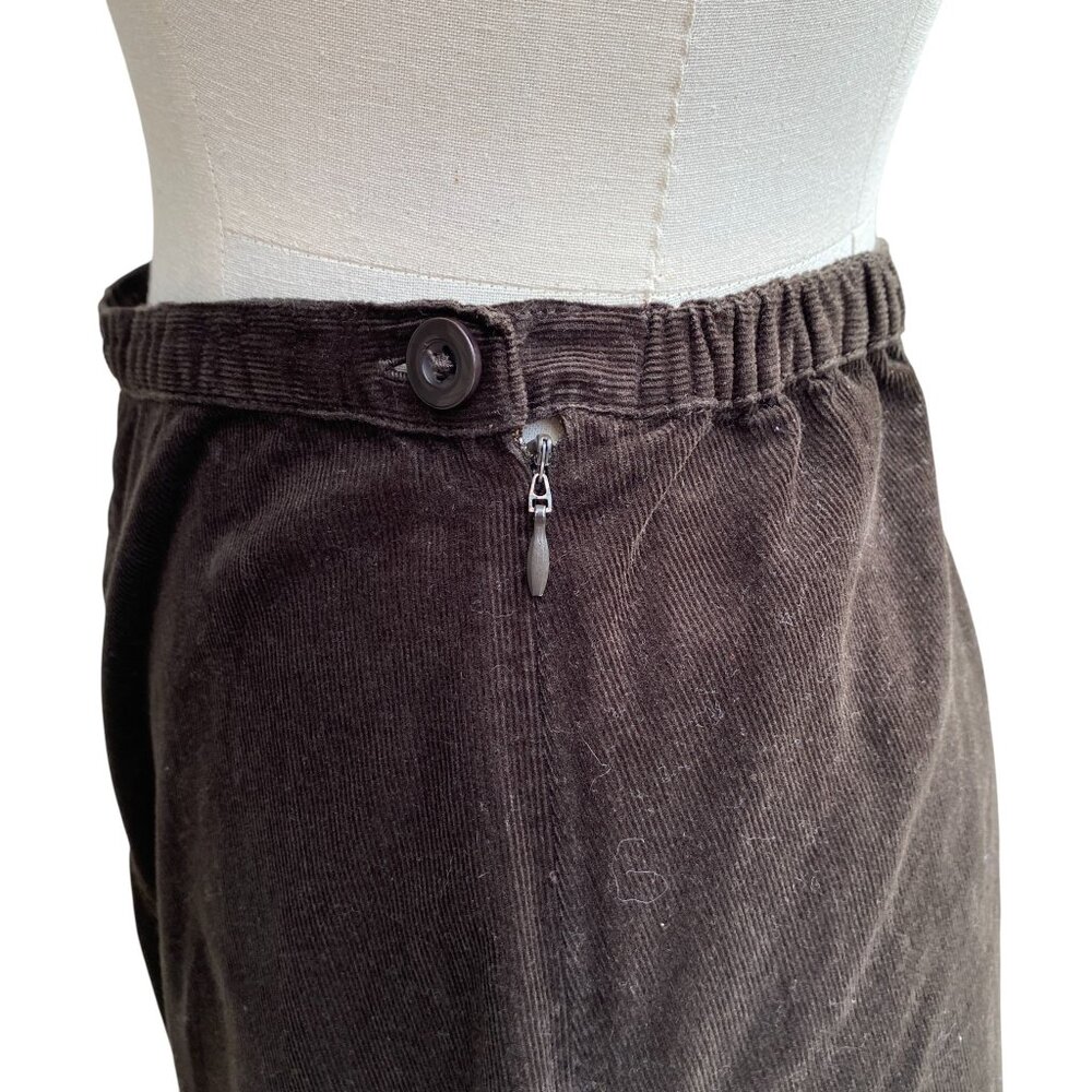 Vintage Brown Corduroy Tiered Ruffle Midi Skirt Boho Forest Fairy Indie Grunge-L - Picture 8 of 12